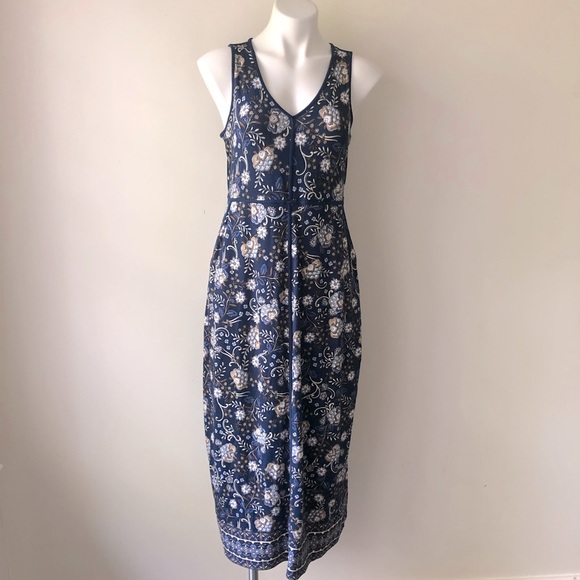 J. Jill Dresses J Jill Everyday Blue Floral Long Back Cut Out Tank